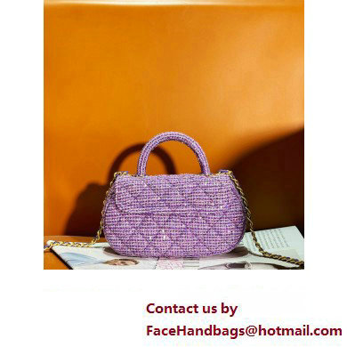 chanel Tweed, Sequins  &  Gold-Tone Metal Purple  &  Silver Small Bag with Top Handle AS4573 2024